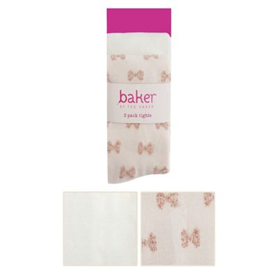 Baker by Ted Baker Pack of two baby girls' pink bow and cream ballet tights